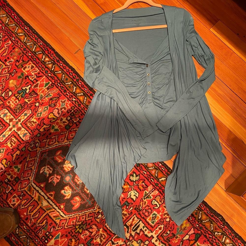 One-piece, Nine West Shirt w Attached Cardigan, Sz S